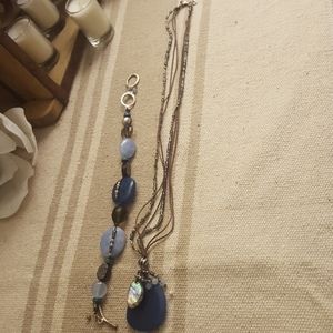 Silpada Silver and Stone Necklace and Bracelet